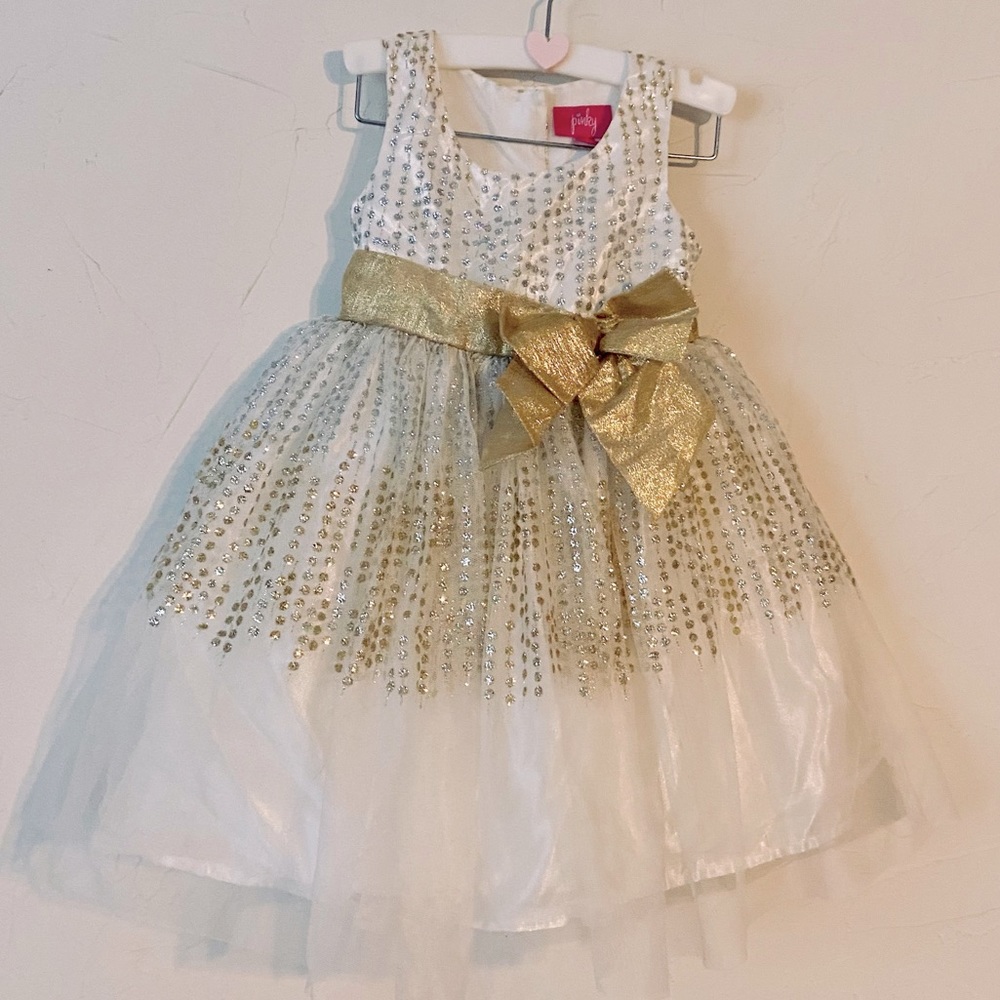 Pinky Cream and Gold Dress-sz 3T